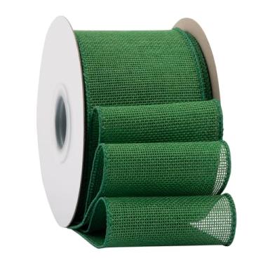 Imagem de Ribbonitlux Fita De Juta Verde-Floresta Com Arame, 7,6 Cm X 20 Metros, Borda Para Embrulho Presente, Laço Grande, Guirlanda E Decoração Árvore Natal