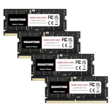 Imagem de 【RAM DDR5】 Kit GIGASTONE 128 GB (4 x 32 GB) DDR5 4800MHz PC5-38400 CL 40-40-40-77 1,1 V SODIMM 262 pinos sem buffer, sem buffer, sem ECC, alto desempenho, atualização de memória para notebook
