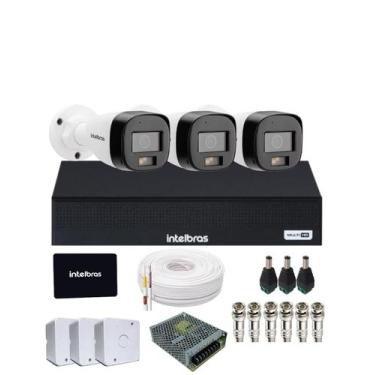Imagem de Kit 3 Câmeras Intelbras 3220b Full Color Com Áudio Dvr Mhdx 4 Canais I
