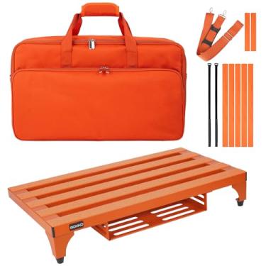 Imagem de GOKKO Pedaleira Para Guitarra Supper Light, 3,3 Lb, 22" X 12,6", Em Liga De Alumínio, Com Suporte Fonte Alimentação (Laranja)