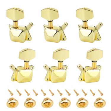 Imagem de Banworks Cravelhas De Afinação Guitarra 3L3R, Chaves, Proporção 15:1, Tarraxas Cordas Semifechadas Com Etiqueta Fixação 45 Graus Para Les Paul Lp Sg, Elétrica Ou Acústica, Pacote 6 Jt/Jxq-13 Golden