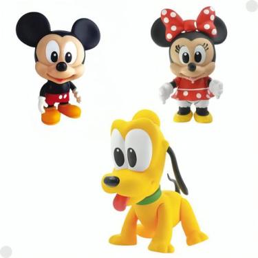 Imagem de Kit com 3 Bonecos De 12cm Mickey Minnie Pluto 3293 Líder - Lider