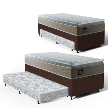 Imagem de Cama Box com Colchão de Espuma D45 Pillow Top Strong One Face + Auxiliar de Espuma Unique Solteiro 88cm