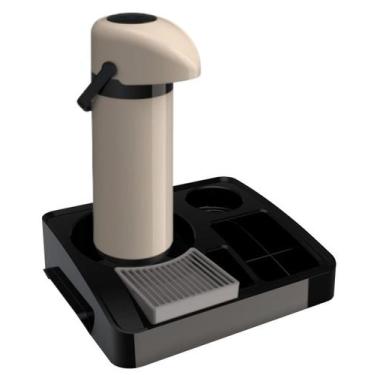 Imagem de Kit Bandeja Café Organizadora + Garrafa Térmica 1 Litro Bege Unitermi,