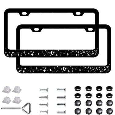 Imagem de Pacote com 2 molduras de placa de licença Magic of The Night, capa de placa de licença de aço inoxidável com tampa de parafuso e conjunto de chave de fenda - 2 furos (mágico da noite)