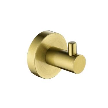 Imagem de Acessórios para banheiro em ouro escovado – Argola para toalhas de aço inoxidável, suporte para papel higiênico, ganchos para roupão – 304 SS, 3 peças, gancho para roupão