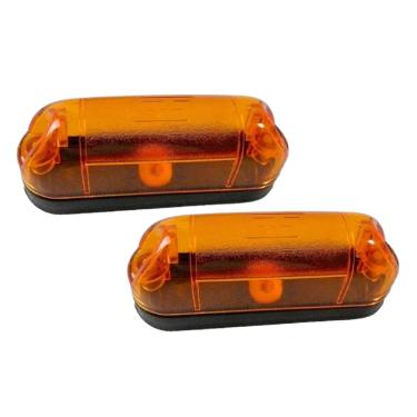 Imagem de Lanterna Lateral Delimitadora Caminhão Baú Pequena Kit 2 pçs