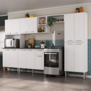 Imagem de Armário de Cozinha Modulada Completa Compacta 294cm com Balcão de Pia Multimóveis Mp2280 Branco