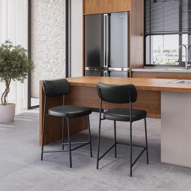 Imagem de Kit 2 Banqueta Alta Maia Bar Cozinha Espaço Gourmet Preto - FdECOR