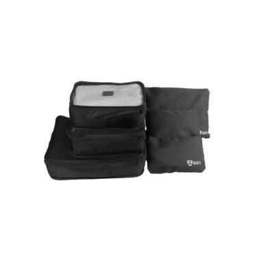 Imagem de Kit Organizador De Mala Para Viagem Preto 6 Peças Quati Travel - Qko-0