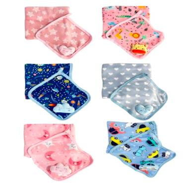 Imagem de Manta Soft com Naninha Para Bebê Anti-alérgico Menina Menino Kit 2 Peças(Estampas Variadas Azul)
