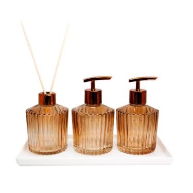 Imagem de Conjunto Kit Lavabo Cobre Bancada Pia Bandeja Saboneteira Difusor Linha Premium