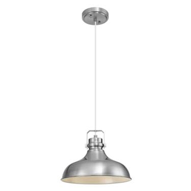 Imagem de ALAISLYC Luminárias Pendentes De Níquel Escovado, Estilo Fazenda, Iluminação Fosca Para Ilha Cozinha, Industrial, Altura Ajustável, Vintage, Cúpula, Suspensas, Celeiro, Sala Jantar, Pacote Com 1