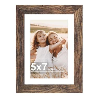 Imagem de Hongkee Porta-retrato 12 x 18 cm com vidro, exiba imagens 10 x 15 cm com tapete ou 12 x 18 cm sem tapete - parede e mesa, molduras de madeira 12 x 18 cm (marrom rústico, 1 pacote)