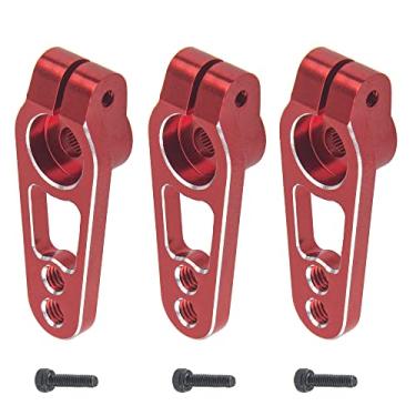 Imagem de Pacote com 3 ShareGoo Metal 25T Servo Horn, 25 dentes estriados braço de direção balancim Servidor Compatível com Futaba Savox Power HD MG995 MG996 Servo Motores para RC On Road Touring Car Truck Modelos Barco (Vermelho)