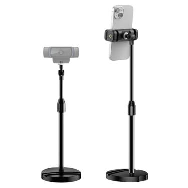 Imagem de InnoGear Suporte de webcam para mesa, suporte de webcam telescópico de mesa com suporte de telefone para câmera webcam C922 C930e C920S C920 C615 C960 C920x BRIO 4K NexiGo N60, luz direita, GoPro com