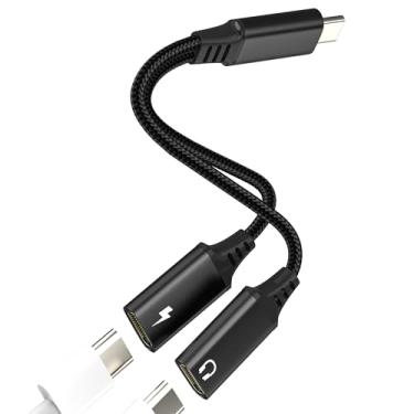 Imagem de Divisor de fone de ouvido USB C duplo (2 em 1) adaptador de cabo de carregamento tipo C para iPhone 16 15 Pro Max AUX Carregador de áudio para fone de ouvido Dongle para Apple para iPad, conversor de
