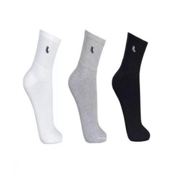 Imagem de Kit C/3 Meia Cano Medio Lupo Ref.3245-089, Branco/Cinza/Preto, 37-40