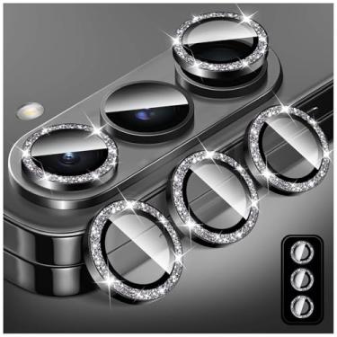 Imagem de Kucheed Protetor de lente de câmera Bling para Samsung Galaxy Z Fold 6, protetor de tela de vidro temperado, alinhamento automático de glitter, anéis de metal individuais, adesivos de filme