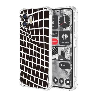 Imagem de JDYGWK Capa For Nothing Phone 2, estampa floral transparente, silicone TPU macio, fina, à prova de choque, capa protetora antiarranhões para telefone 2, preto e branco quadriculado