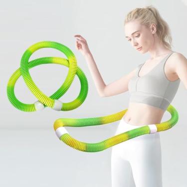 Imagem de MAAOBR Bambolê de Mola Macia para Adultos, Dobrável, Fitness, Design Adaptável à Cintura, Anel de Exercício com Peso, Equipamento Portátil de Exercício de Emagrecimento para Casa e Viagem(Color green