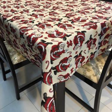 Imagem de Toalha de Mesa Redonda Gorgurinho Papai Noel Fundo Creme - 1,50m - Sua