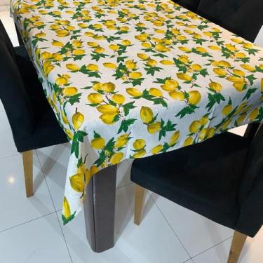Imagem de Toalha de Mesa Redonda em Jacquard Limão Siciliano Funco Branco - 1,40