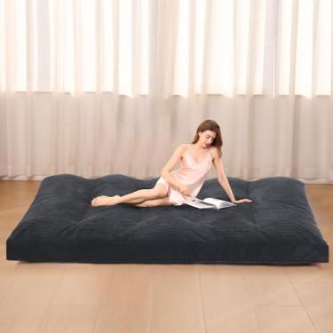 Imagem de cidludto Colchão futon de 20 cm, tamanho solteiro, sofá-cama futon extra grosso, colchão de chão japonês atualizado com gravata dobrável, cinza
