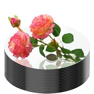 Imagem de Pacote com 16 peças centrais redondas espelhadas para mesas, bandejas redondas de acrílico para decoração de prato circular para mesa central de mesa, velas de casamento, chá de bebê, decoração de