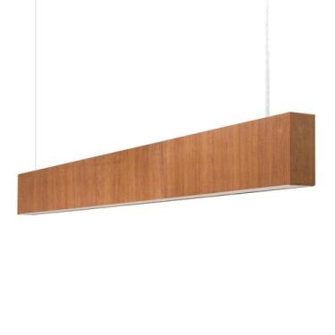 Imagem de Lustre Madeira Retangular Linear LED Integrado 98cm -SNK 04 - JEQUITIB