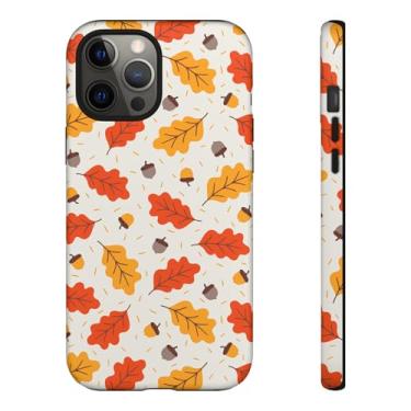 Imagem de Capa de telefone de folha de outono, capa protetora de outono, capa fofa para iPhone, capa com padrão de folha, acessório de tecnologia sazonal fosco