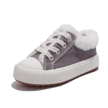 Imagem de Outono e inverno com lã grossa para meninos e meninas, sapatos de algodão quente, algodão esportivo de neve de cano alto, botas casuais simples e versáteis, tênis de neve para crianças pequenas e