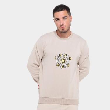 Imagem de Moletom Mooncity Homem de Ferro Masculino, Caqui, G