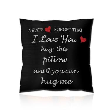 Imagem de yaozeio Capa de almofada de coração para marido, namorado, noivo, romântico, fronha para casal, esposa, namorada, noiva, presentes de aniversário para ele, ela, I Love You, fronha 45,7 cm x 45,7 cm