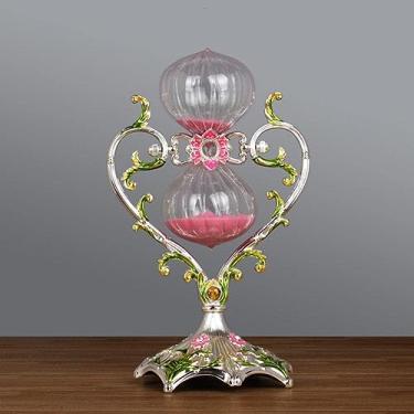 Imagem de Temporizador De Ampulheta Temporizador De Areia De 30 Minutos, Ampulheta Rotativa De 360 °, Ampulheta De Metal Com Areia, Temporizador De Vidro De Areia De Coração, B-purple