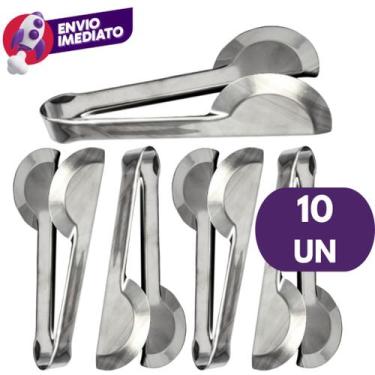 Imagem de Kit Pegador Universal 20Cm Tipo Pinça Em Inox Para Salada Petiscos Fri