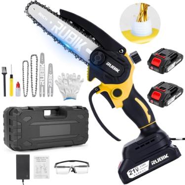 Imagem de Mini motosserra sem fio, serra elétrica de 20 cm e 15 cm com 2 baterias, motosserra portátil para aparar árvores, corte de madeira e jardim, ferramentas de jardinagem, presente de dia dos pais para