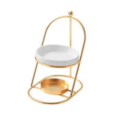 Imagem de WeiLaiKeQi Queimador de óleos essenciais, porta-velas Tealight, aquecedor de aroma, tigela de cerâmica removível para Dia dos Namorados, decoração de casa, casa, Ouro