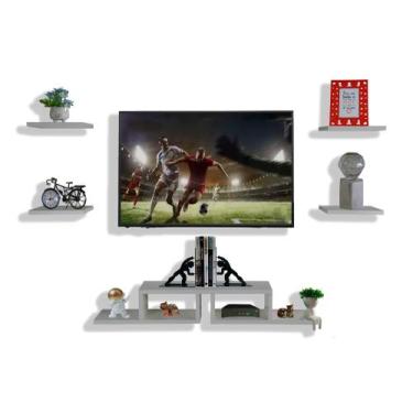 Imagem de Rack Suspenso Tv Com 4 Nichos Organizador Livros  Mod. Twins - Safira,