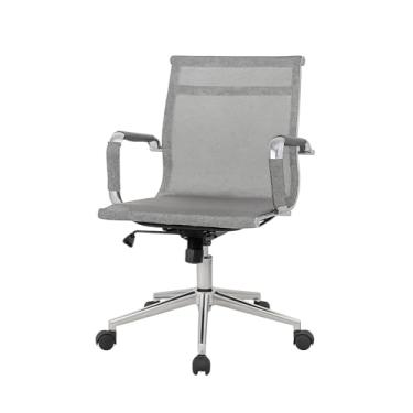 Imagem de Cadeira de Escritório Diretor em Tela Mesh Cinza com Braços Cromados