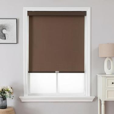 Imagem de Joydeco Persianas de rolo 100% blackout sem fio para janelas, persianas free-stop, proteção UV, persianas de tecido natural para casa e escritório, capa de alumínio à prova de luz (78,7 cm L x 190,5