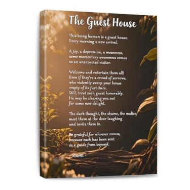 Imagem de The Guest House Poema Canvas Wall Art Print Rumi Decoração de sala de poesia - Ótimo presente para fãs de poesia prontos para pendurar em casa, escritório, sala de estar ou espaço pessoal emoldurado