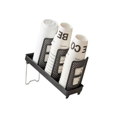 Imagem de Chris.W Suporte de copo e tampa, organizador removível para xícara de café, dispensador descartável de 3 compartimentos, copo de papel e dispensador de tampa para balcão de café, sala de descanso