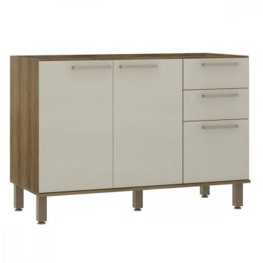 Imagem de Balcão 3 Portas 2 Gavetas Sem Tampo 1,20cm Luciane Isis Avela/mocca