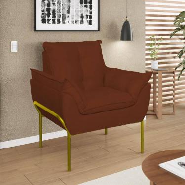 Imagem de Poltrona Decorativa Luxo Recepção Clínica Estética Dourado Terracota
