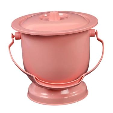 Imagem de oshhni Pote de mictório com alça, mictório portátil para homens, cuspideira com tampa para adultos, crianças, uso doméstico, mulheres, homens, idosos, Rosa