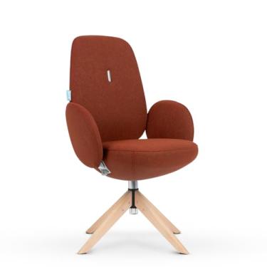 Imagem de Cadeira Escritório DT3 Giorgio, com mecanismo de alta precisão e durabilidade e Ajuste ergonômico.(Pés de Madeira (Faia Européia). (Terracota)
