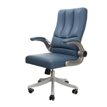 Imagem de Cadeira executiva para jogos, cadeira de couro ajustável, cadeira de escritório giratória com encosto alto com apoio de braço acolchoado ajustável para cadeira de escritório em casa (azul)