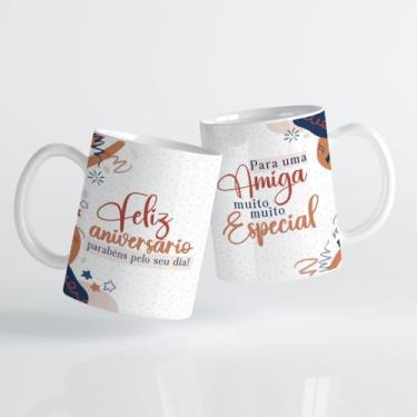 Imagem de Caneca xicara porcelana feliz aniversário para amiga especial 25EI
