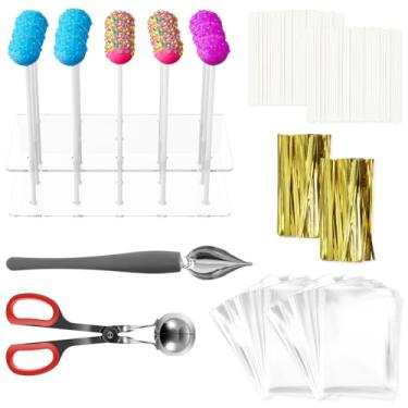 Imagem de Conjunto reutilizável de 603 peças de molde de bolo pop com suporte de pirulito de carne colher de decoração de papel palitos de pirulito sacos de papel para doces conjunto de moldes de bolo para